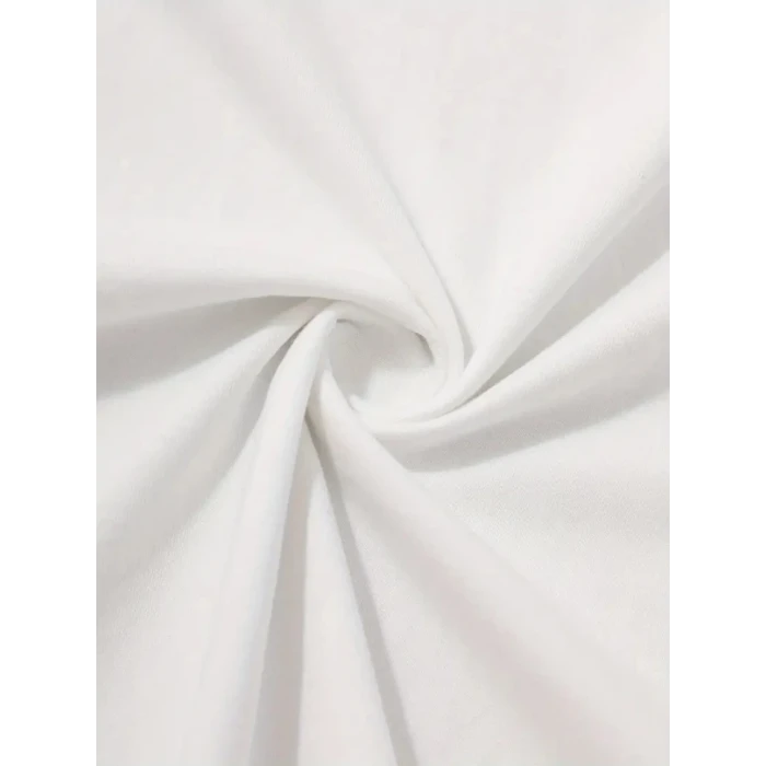 Baskılı Oversize Bisiklet Yaka T-shirt - Beyaz
