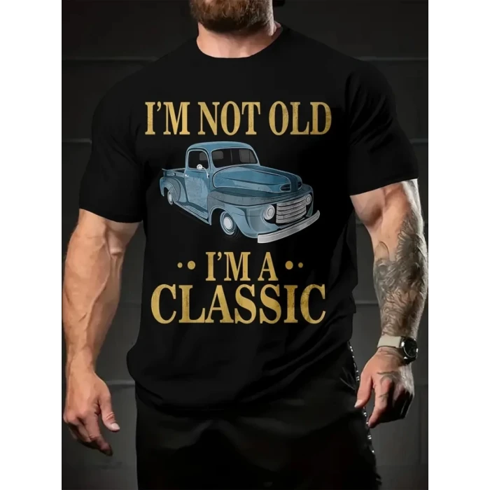 Baskılı Oversize Bisiklet Yaka T-shirt - Siyah