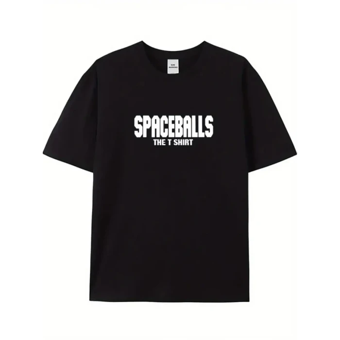 Baskılı Oversize Bisiklet Yaka T-shirt - Siyah