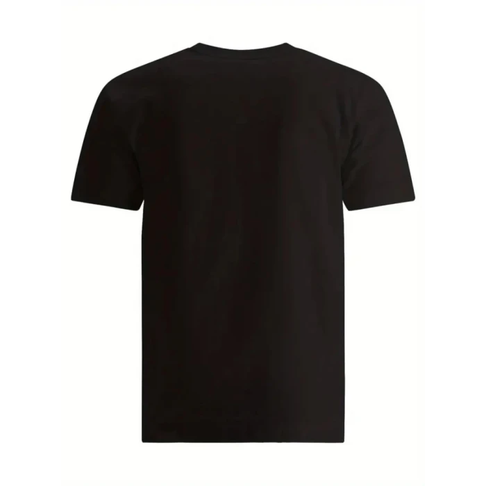 Baskılı Oversize Bisiklet Yaka T-shirt - Siyah