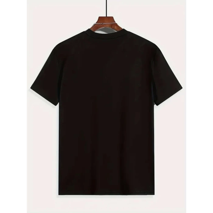 Baskılı Oversize Bisiklet Yaka T-shirt - Siyah