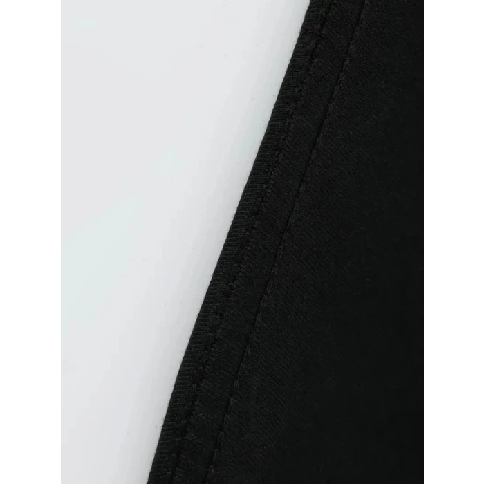Baskılı Oversize Bisiklet Yaka T-shirt - Siyah