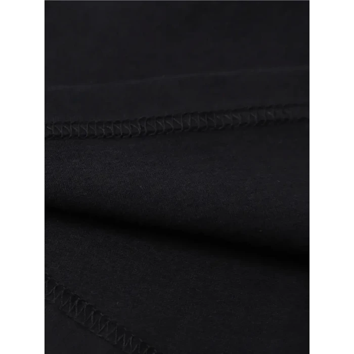 Baskılı Oversize Bisiklet Yaka T-shirt - Siyah