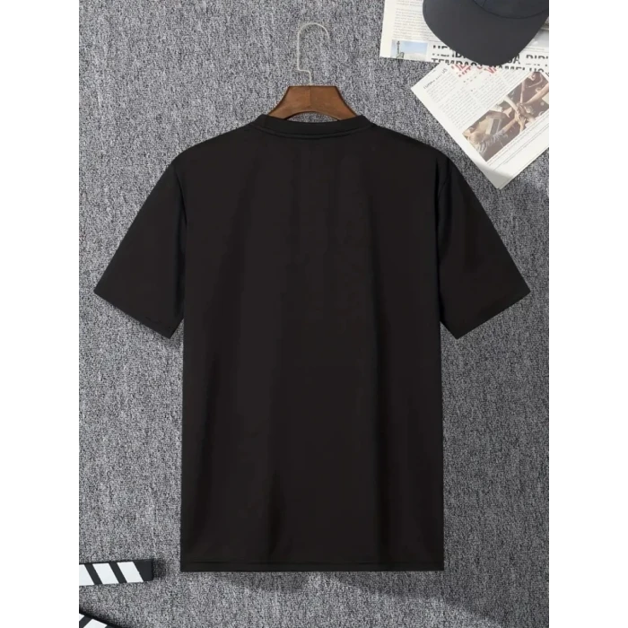 Baskılı Oversize Bisiklet Yaka T-shirt - Siyah