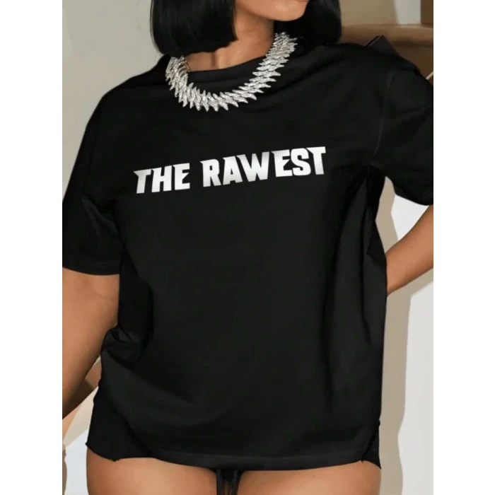Baskılı Oversize T-shirt - Siyah