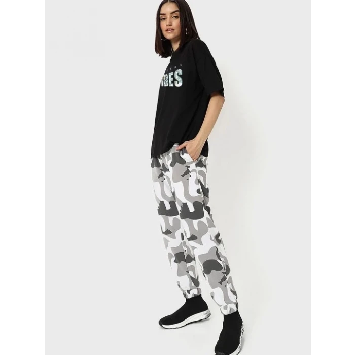 Baskılı Oversize T-shirt - Siyah