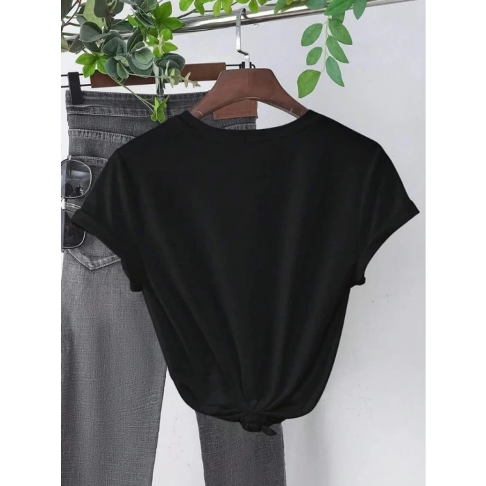 Baskılı T-shirt - Siyah