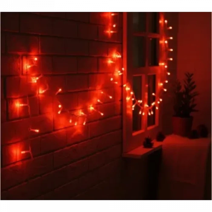 Damla Uçlu Kırmızı Dekoratif Işık 10 Metre 100 LED