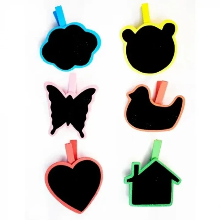 Desenli Notlu Ahşap Mandal (6lı Set - 10 Paket)
