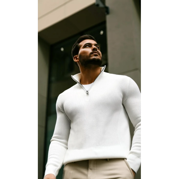 Erkek Balıkçı Zip Yaka Uzun Kollu Triko