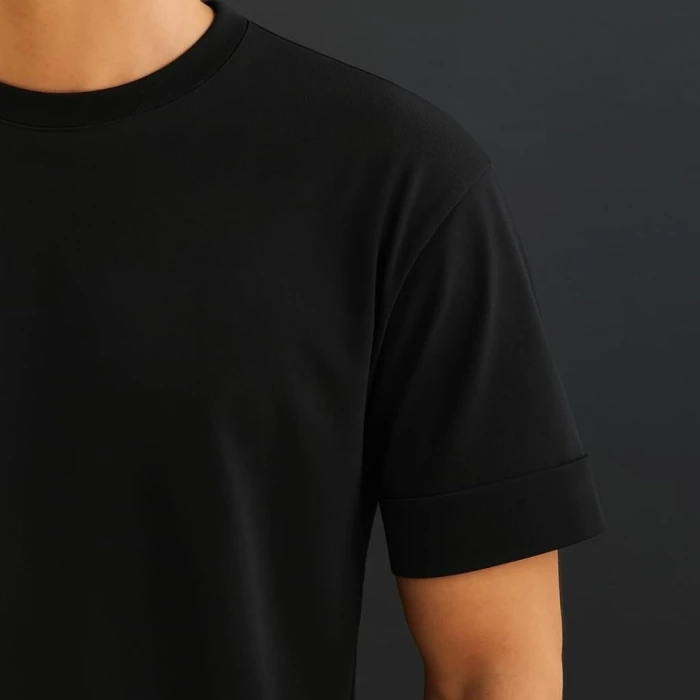 Erkek Basic Oversize Double Face Kumaş Kısa Kollu Tshirt