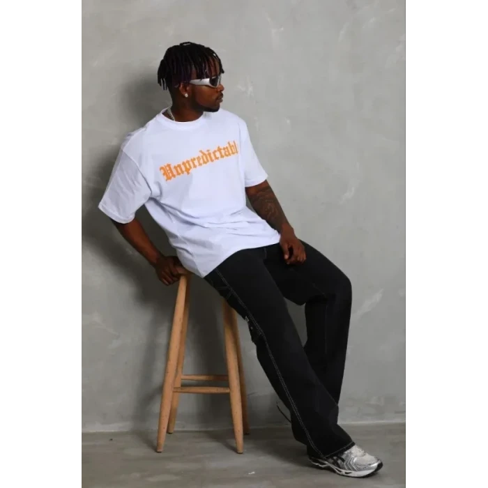 Erkek Baskılı T-shirt Kısa Kol Bisiklet Yaka Regular Fit Rahat Kalıp Günlük Tişört - Beyaz