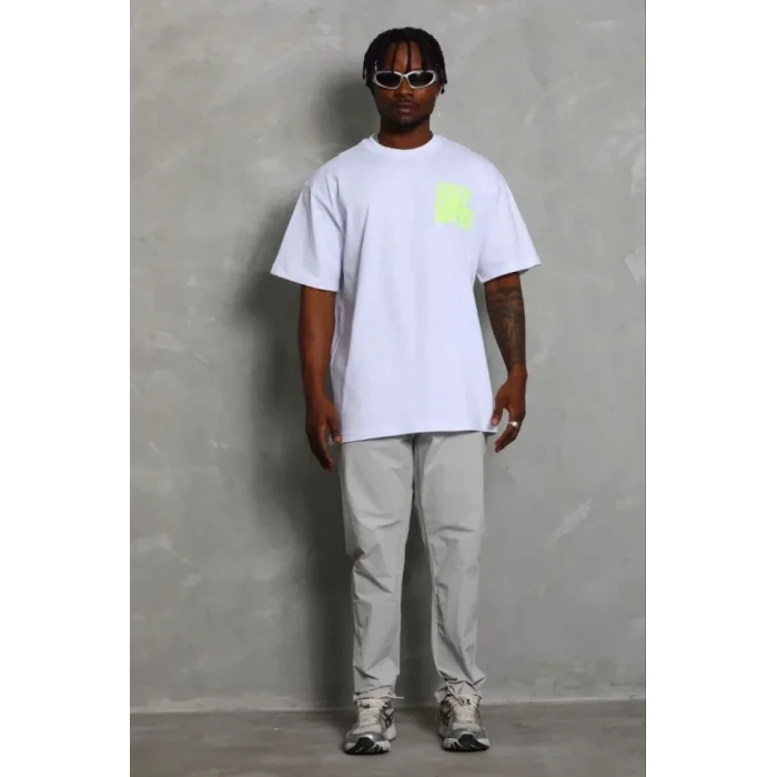 Erkek Baskılı T-shirt Kısa Kol Bisiklet Yaka Regular Fit Rahat Kalıp Günlük Tişört - Beyaz