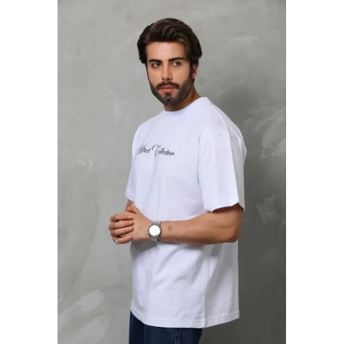 Erkek Baskılı T-shirt Kısa Kol Bisiklet Yaka Regular Fit Rahat Kalıp Günlük Tişört - Beyaz