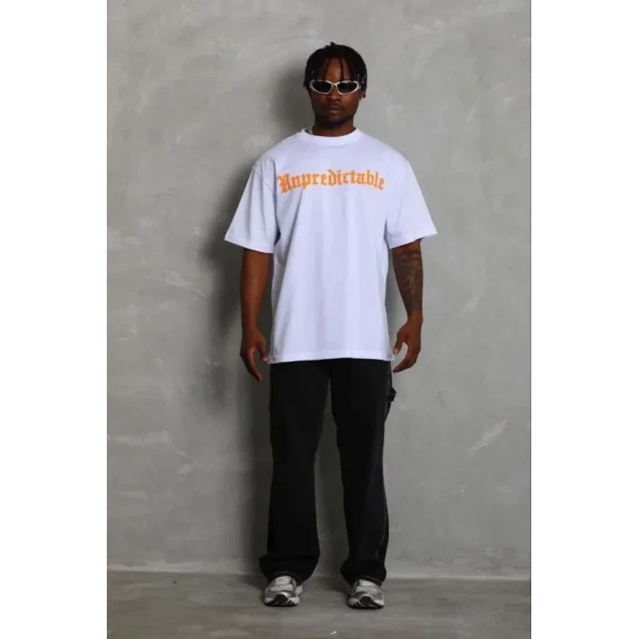 Erkek Baskılı T-shirt Kısa Kol Bisiklet Yaka Regular Fit Rahat Kalıp Günlük Tişört - Beyaz