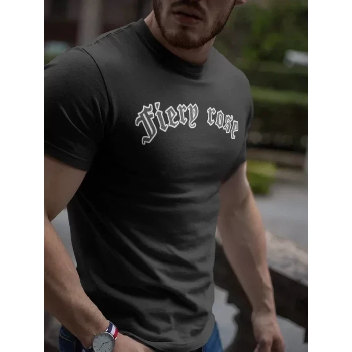 Erkek Bisiklet Yaka Baskılı Oversize T-shirt - Siyah