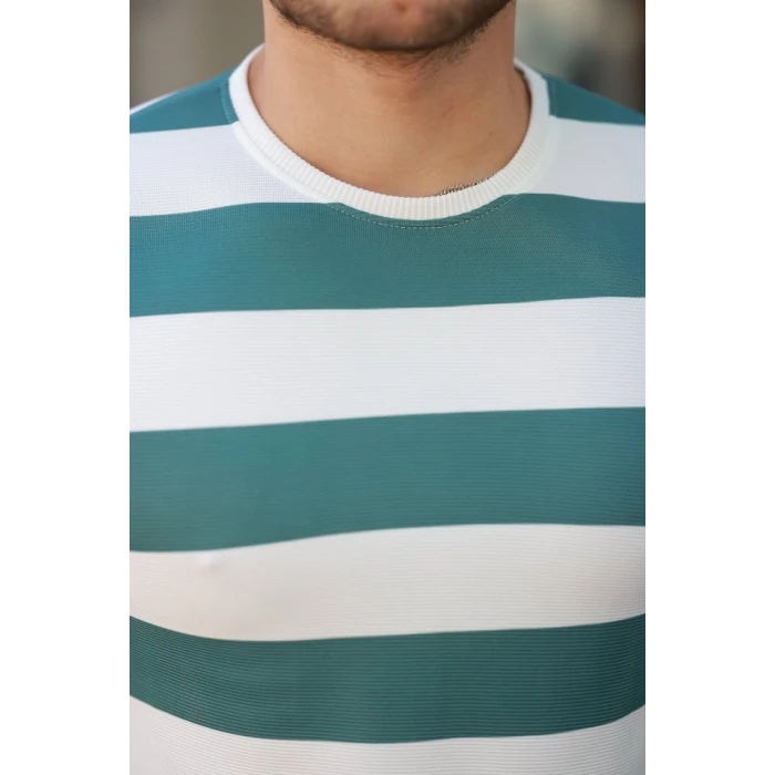 Erkek Çift Renk Pamuklu Örme Kumaş Kısa Kollu T-shirt