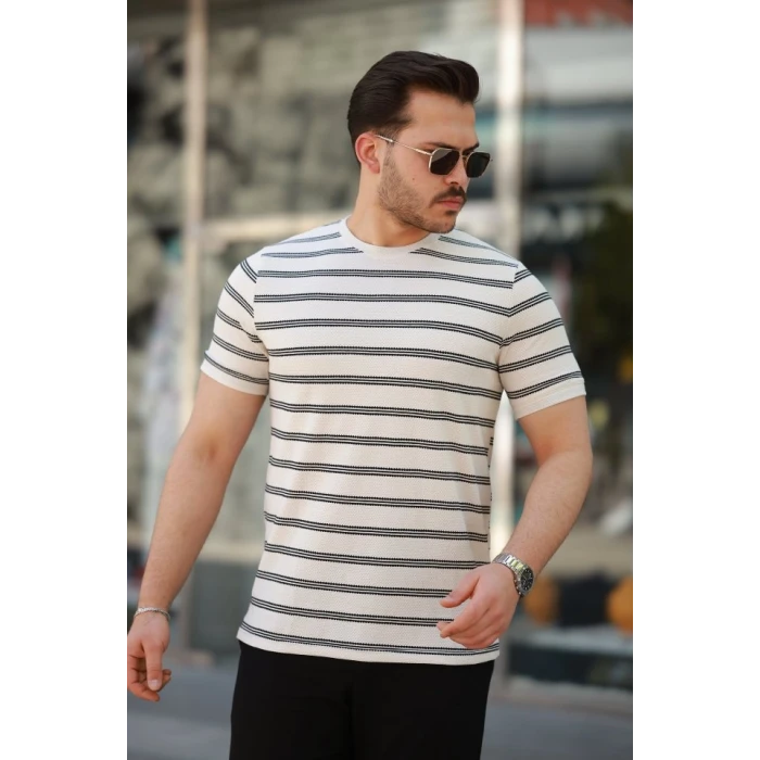 Erkek Çizgili Kısa Kollu T-shirt