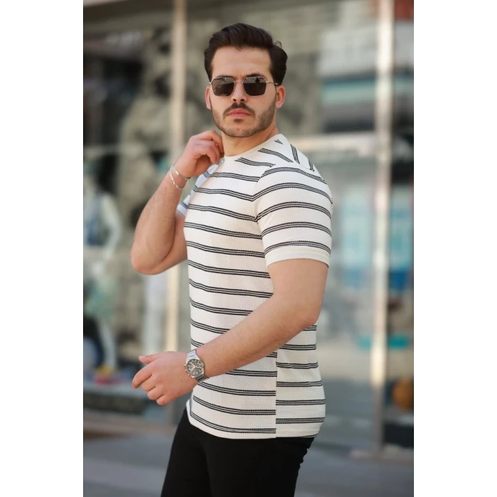 Erkek Çizgili Kısa Kollu T-shirt
