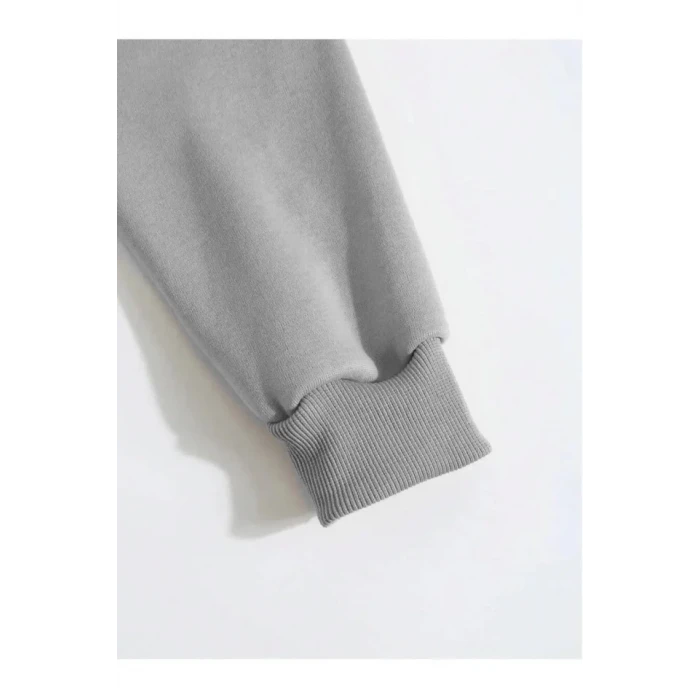 Erkek Düz Kapüşonlu Sweat - Boyalı Gri