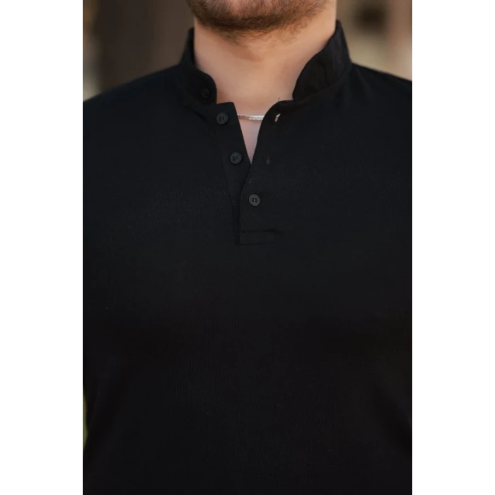 Erkek Hakim Yaka Dokuma Pamuklu Kumaş Kısa Kollu T-shirt