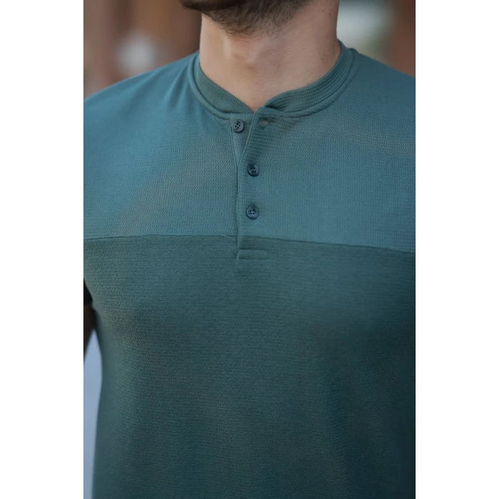 Erkek Hakim Yakalı Kısa Kollu Pamuklu T-shirt