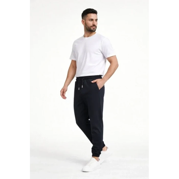 Erkek Jogger Eşofman Altı Rahat Kalıp, Cepli, Lastikli Paça, Günlük Spor Pantolon - Siyah