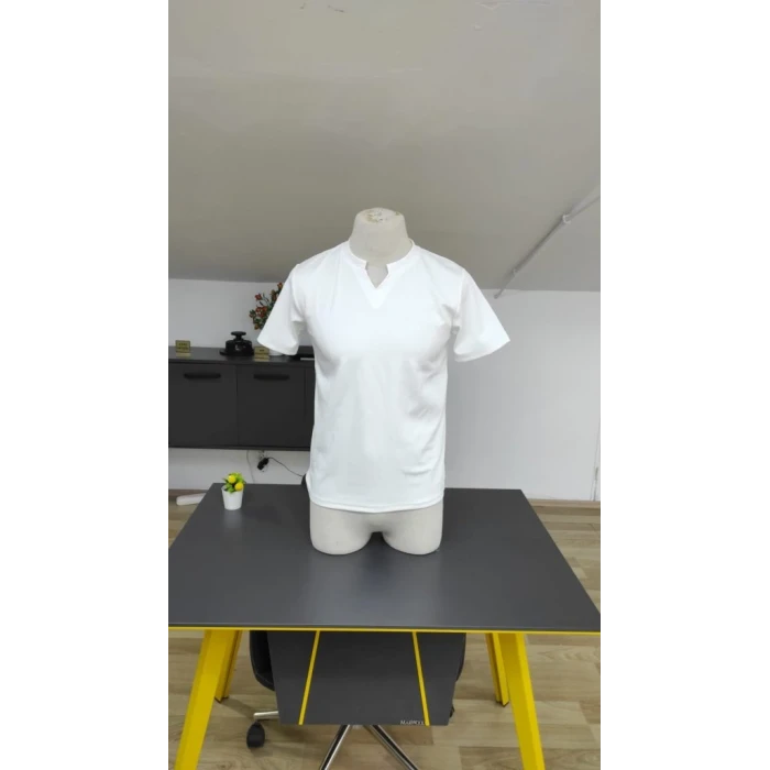 Erkek Kısa Kollu Bisiklet Yaka Burgu Tişört