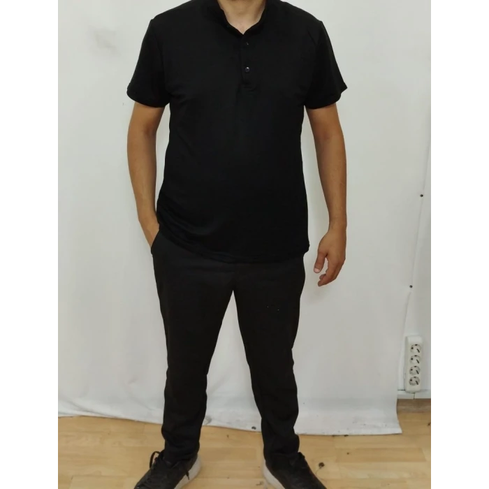 Erkek Kısa Kollu Hakim Yaka Önü Düğmeli Viskon Bluz