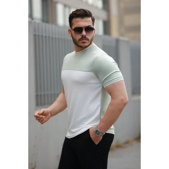 Erkek Parçalı Renk Kısa Kollu Tişört