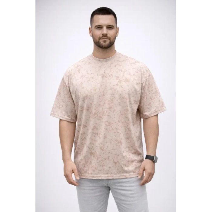 Erkek Premium Tişört Osy Yumuşak Dokulu Yıkamalı Oversize T-shirt - Bej