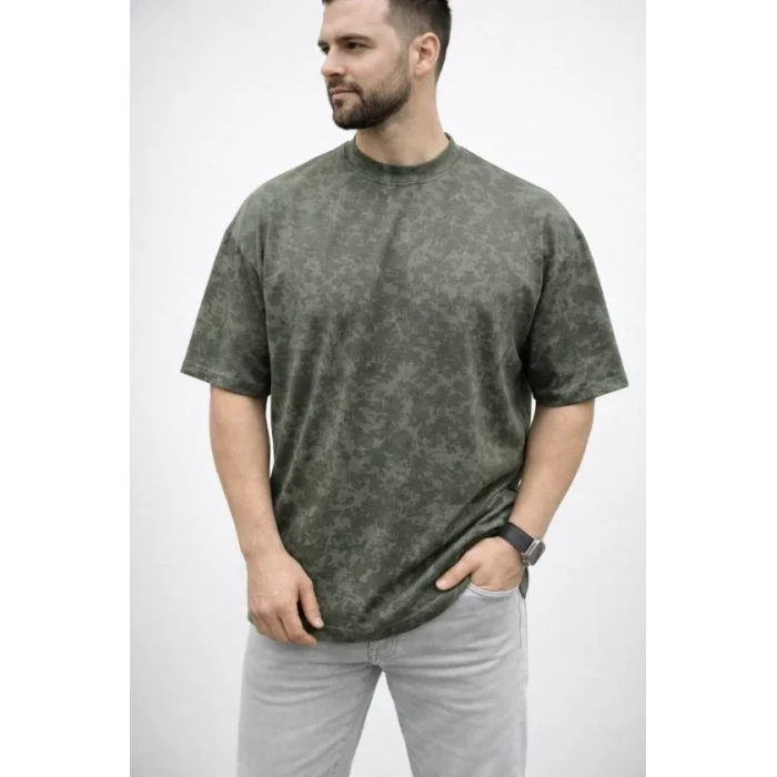 Erkek Premium Tişört Osy Yumuşak Dokulu Yıkamalı Oversize T-shirt - Haki