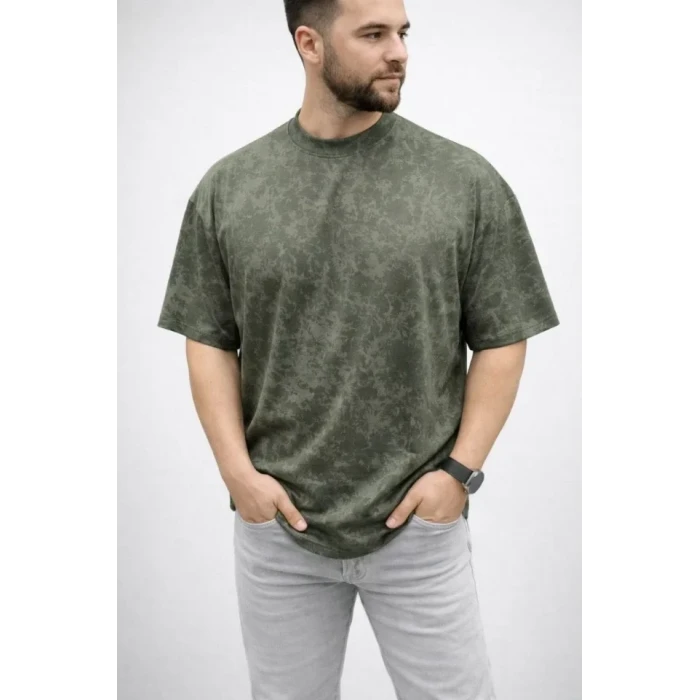 Erkek Premium Tişört Osy Yumuşak Dokulu Yıkamalı Oversize T-shirt - Haki