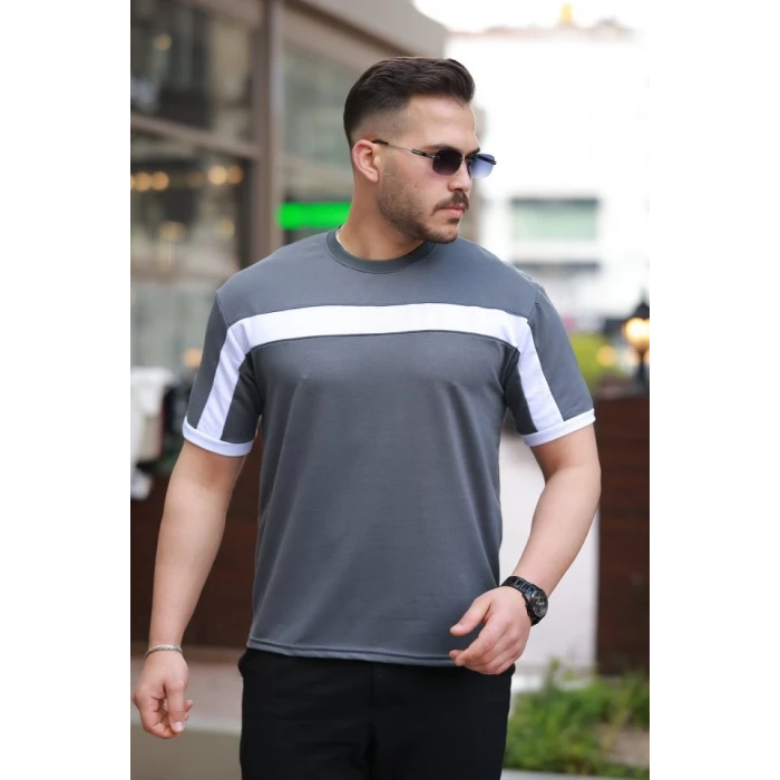 Erkek Şerit Detaylı Kısa Kollu T-shirt