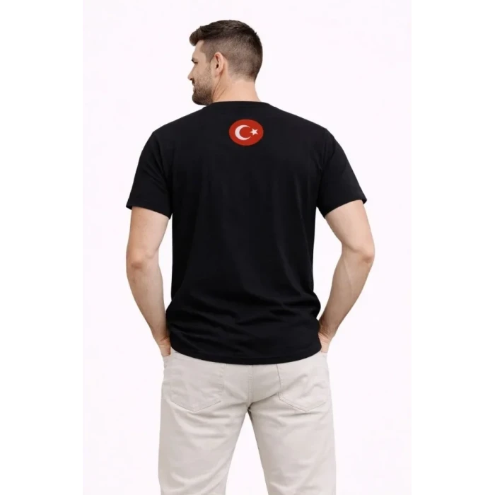 Erkek Türkiye Baskılı Tişört Ay Yıldız 2026 Dünya Kupası Taraftar Forma T-shirt - Siyah