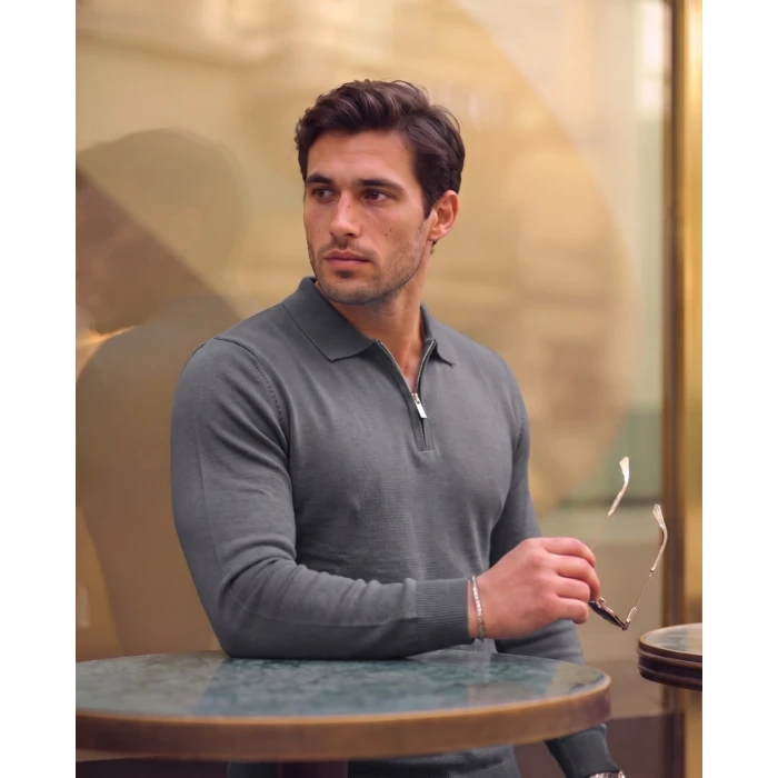 Erkek Uzun Kollu Fermuarlı Triko