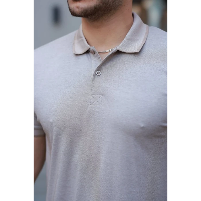 Erkek Yakalı Kagi Kumaş Kısa Kollu T-shirt
