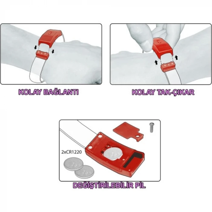 Festival & Parti LED Bileklik Baskı Yapılabilir 3 Farklı Mod Işıklı 1 Adet