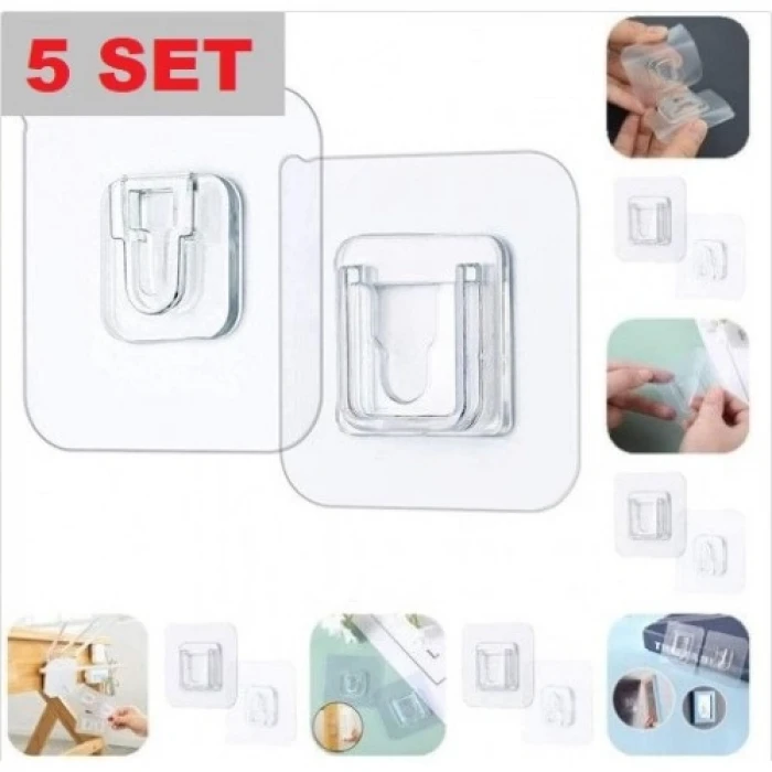 Geçmeli Klips Eşya Sabitleme Askısı 5’li Set