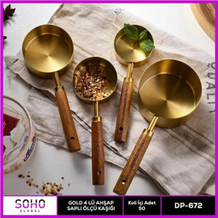 GOLD 4LÜ AHAP SAPLI ÖLÇÜ KAŞIĞI