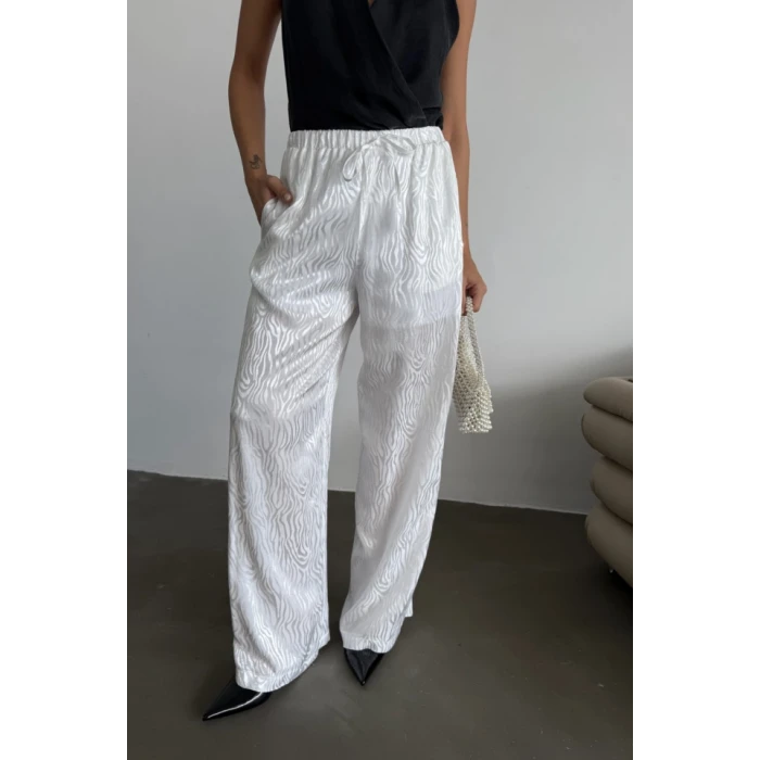 Jakar Saten Pantolon - Beyaz