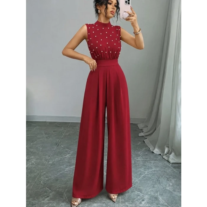 Kadın Balıkçı Yaka Kolsuz İncili Beli Kuşaklı Uzun Janjan Tulum