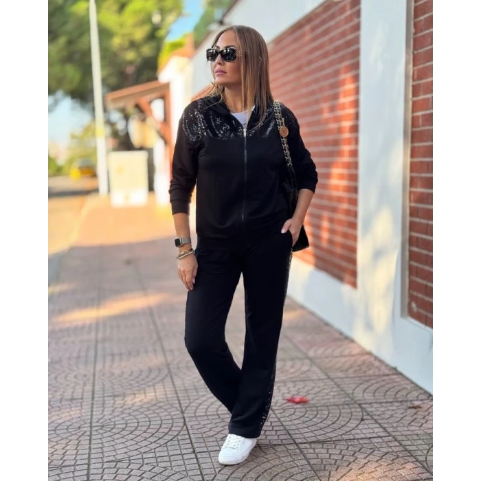 Kadın Iki Iplik Kumaş Pul Ve Fermuar Detaylı İkili Takım