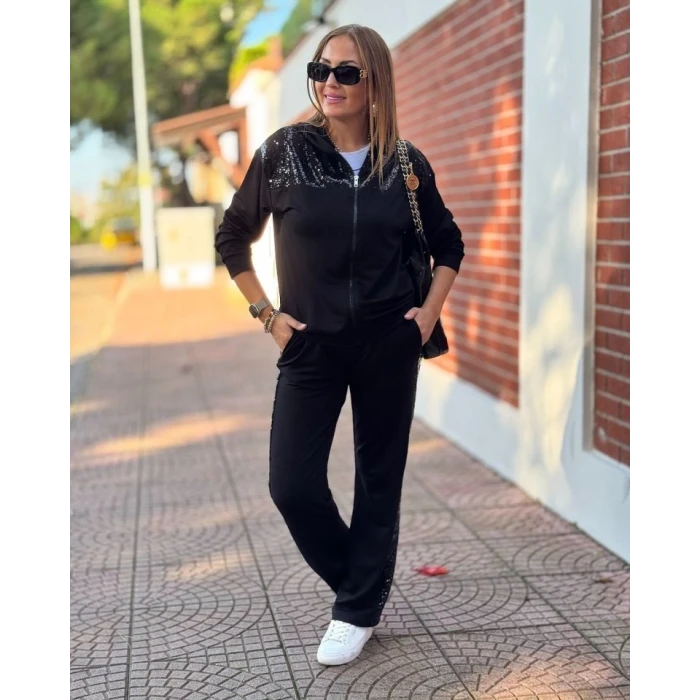 Kadın Iki Iplik Kumaş Pul Ve Fermuar Detaylı İkili Takım