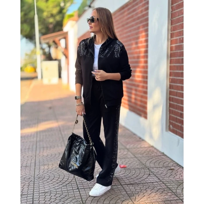 Kadın Iki Iplik Kumaş Pul Ve Fermuar Detaylı İkili Takım