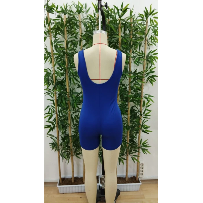Kadın Kare Yaka Sırt Dekolte Detay Dalgıç Bodycon Mini Tulum