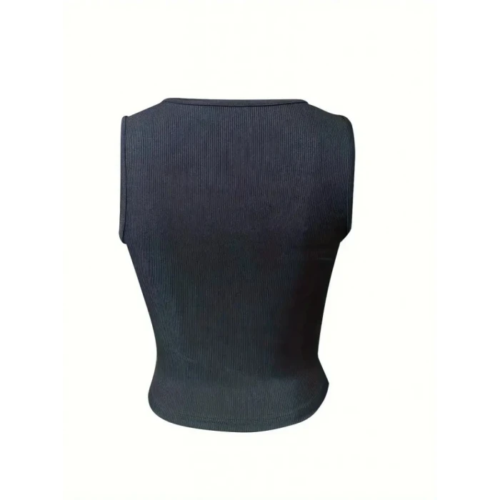 Kadın Kolsuz V Yakalı Kaşkorse Bluz