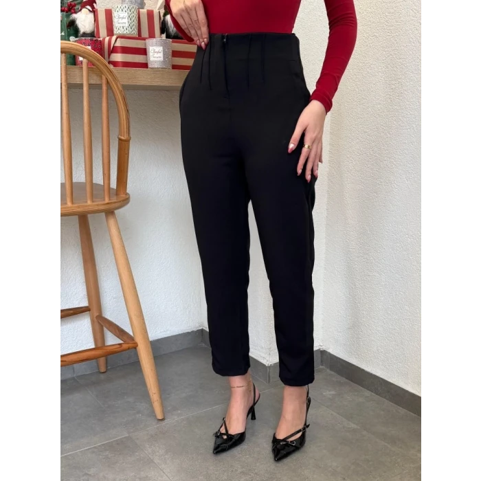 Kadın Üste Oturan Paçası Bilek Üzerinde Biten Atlas Kumaş Pantolon 36 (s) - 48 (4xl)