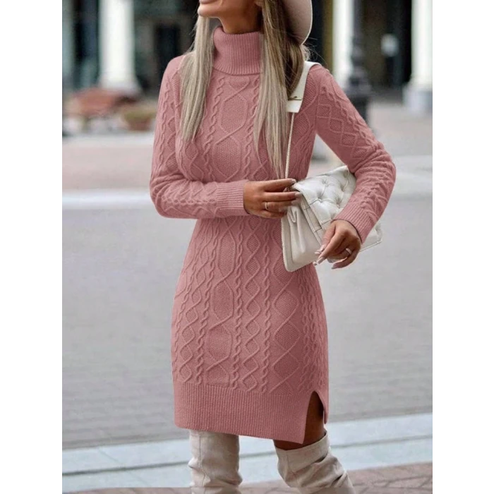 Loren Yünlü Motifli Midi Boy Triko Elbise