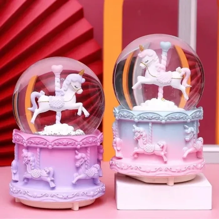 Mini Boy Işıklı Unicorn Kar Küresi